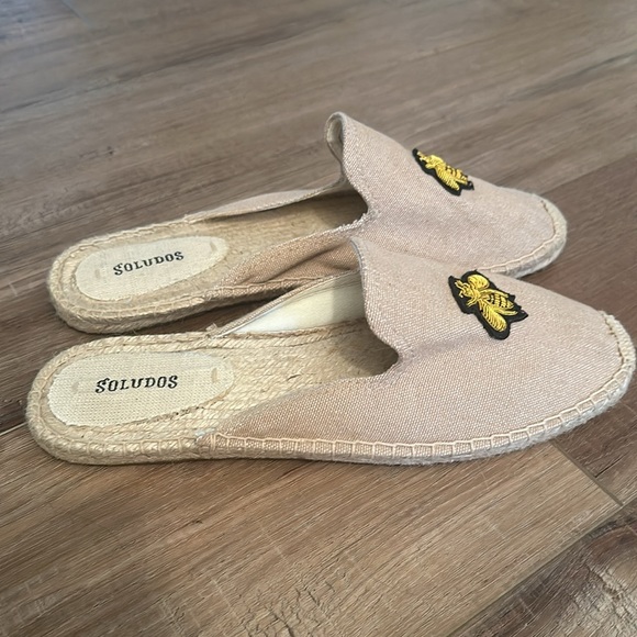 ASOS Soludos Beige Espadrille Mules With Bee Embroidery SIZE 10 - Picture 3 of 12